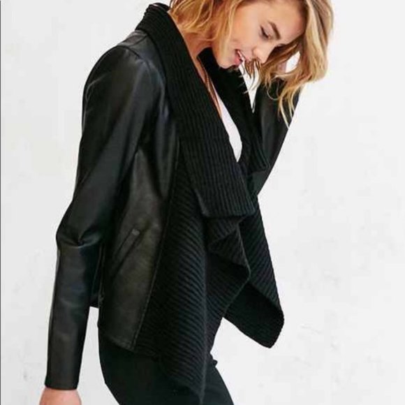 BB Dakota Sarafina Faux Leather and Knit Jacket - Picture 1 of 9